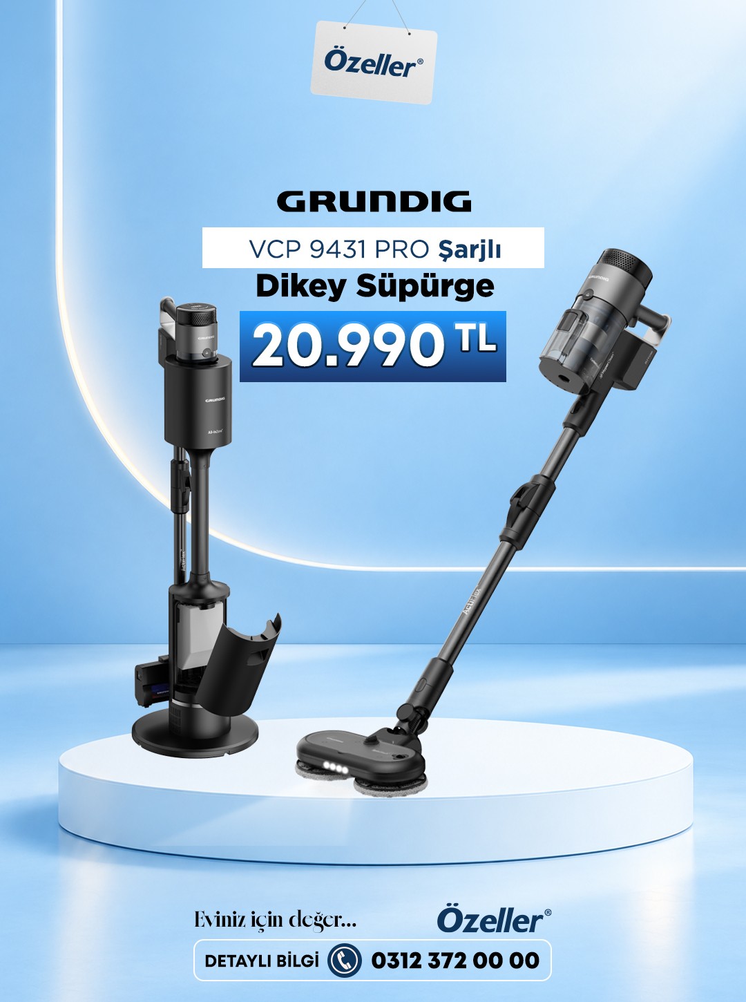 Grundig VCP 9431 Pro Şarjlı Dikey Süpürge
