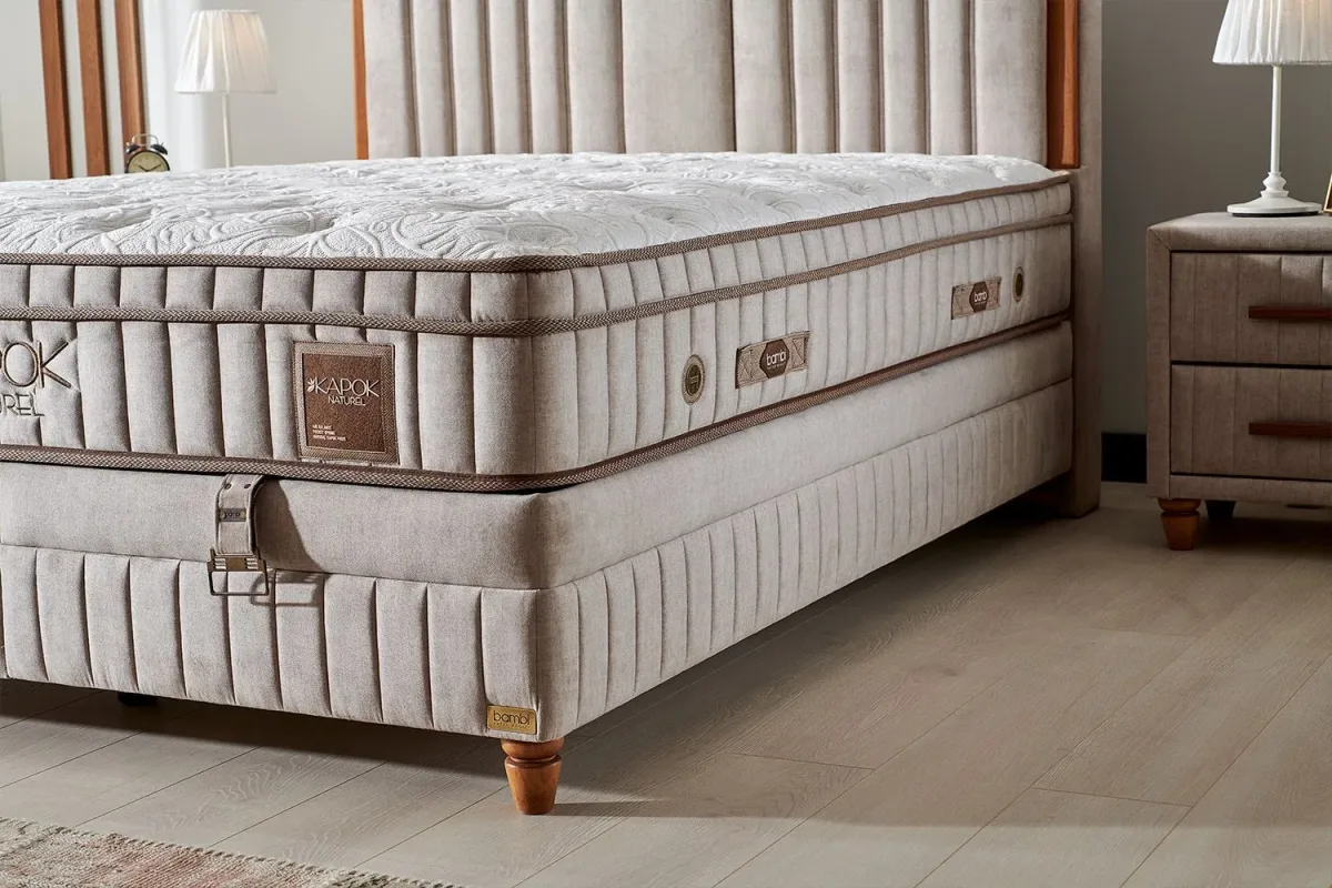 Bambi Kapok Naturel Set - yatak ve baza detayı
