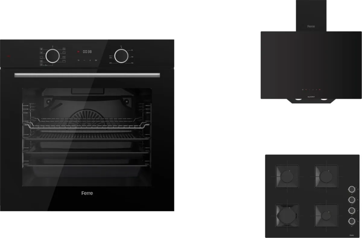 Ferre FryArt Siyah Ankastre Set XE63CS + SS205 + D077