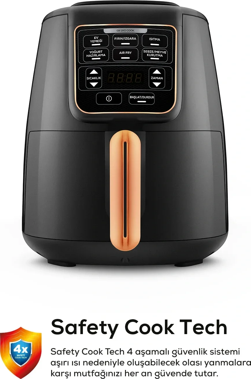 Karaca Air Pro Cook XL 2 in 1 Konuşan Airfryer Black Copper 4L - görsel 5