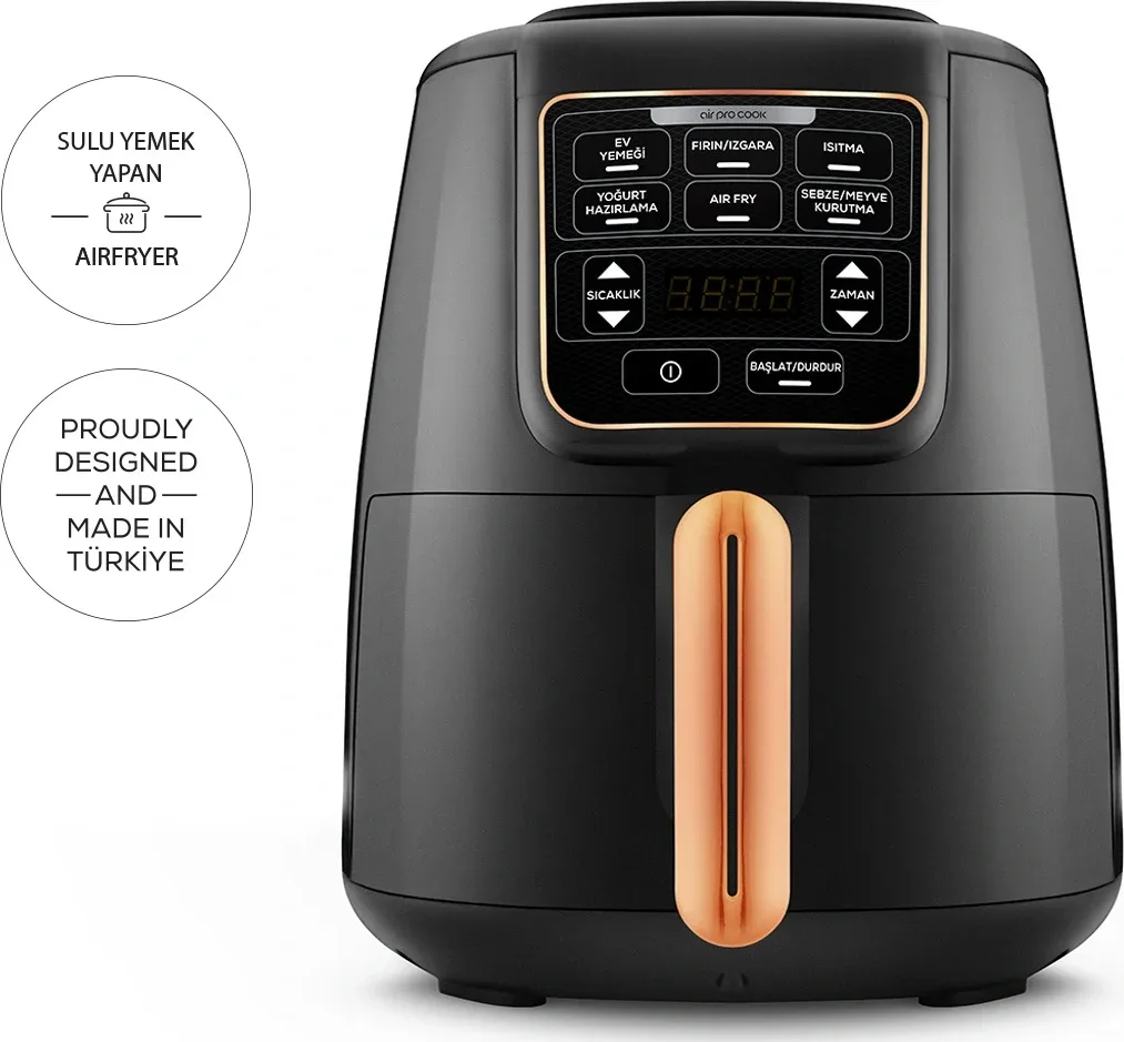 Karaca Air Pro Cook XL 2 in 1 Konuşan Airfryer Black Copper 4L - görsel 3