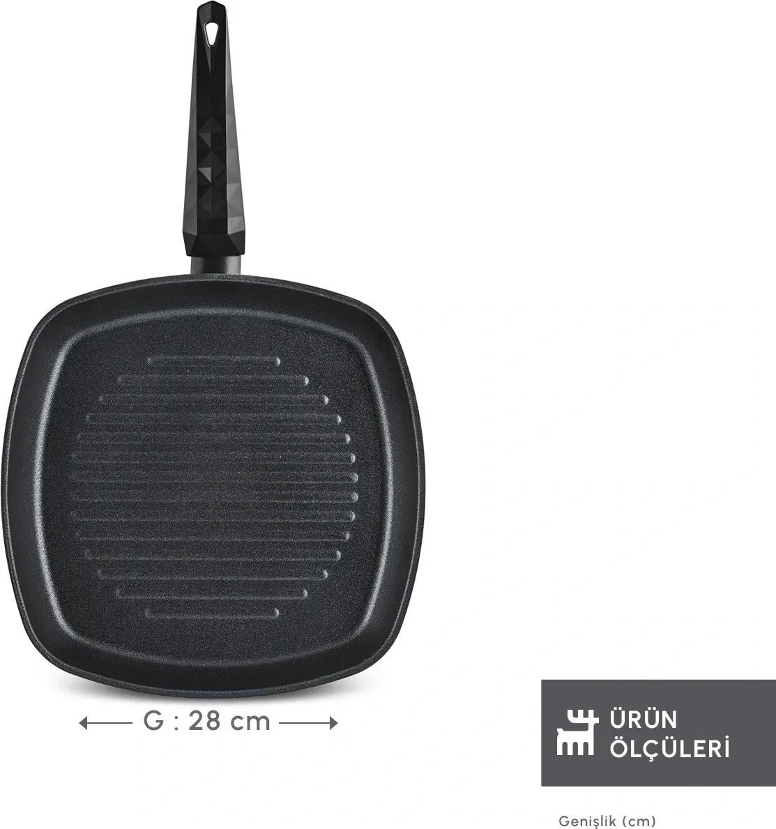 Karaca Biodiamond Antibakteriyel Kulp Grill Tava 28 cm - görsel 2