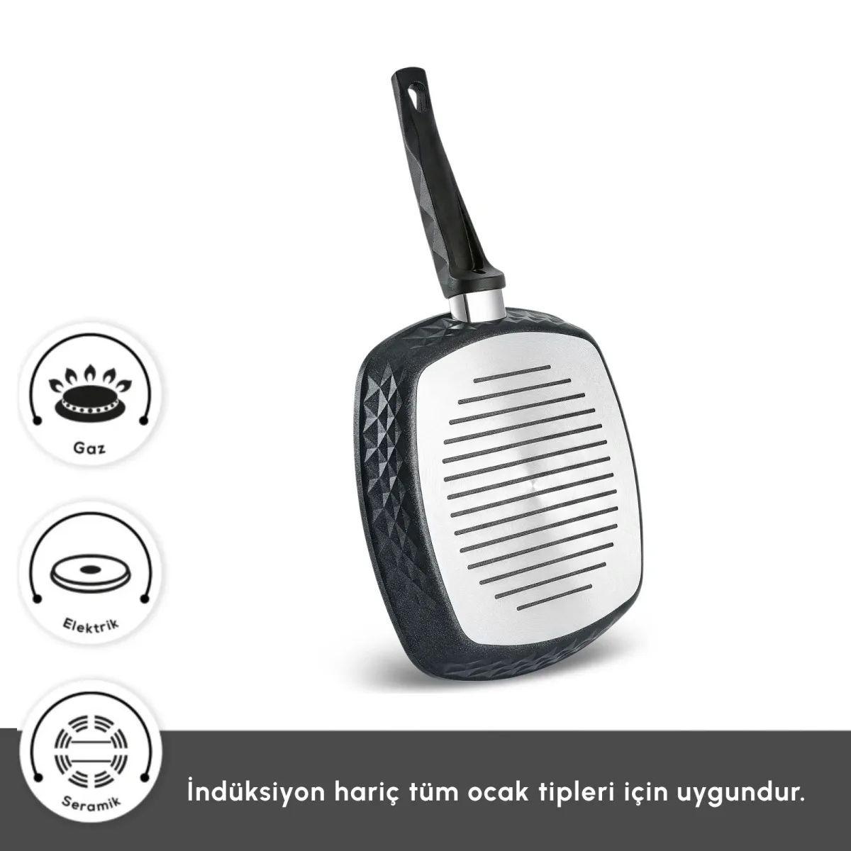 Karaca Biodiamond Antibakteriyel Kulp Grill Tava 28 cm - görsel 5