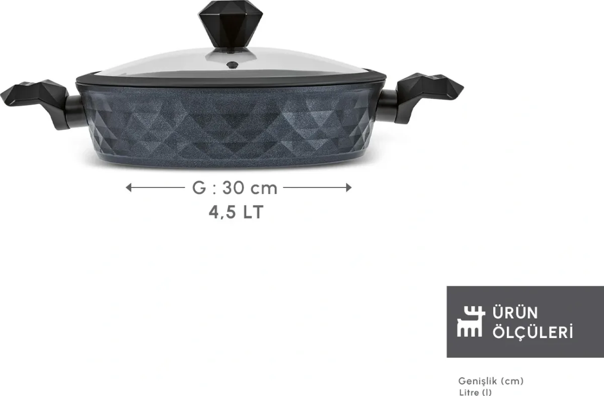 Karaca Biodiamond Antibakteriyel Kulp Karnıyarık Tencere 30 cm - görsel 3