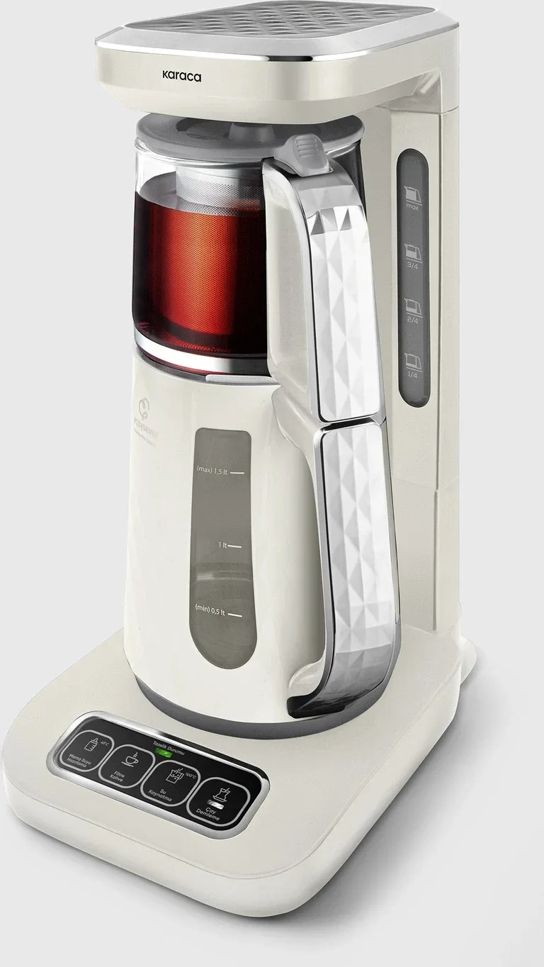 Karaca Çaysever Robotea Pro Quartz 4 in 1 Konuşan Çay Makinesi Creamy - görsel 3