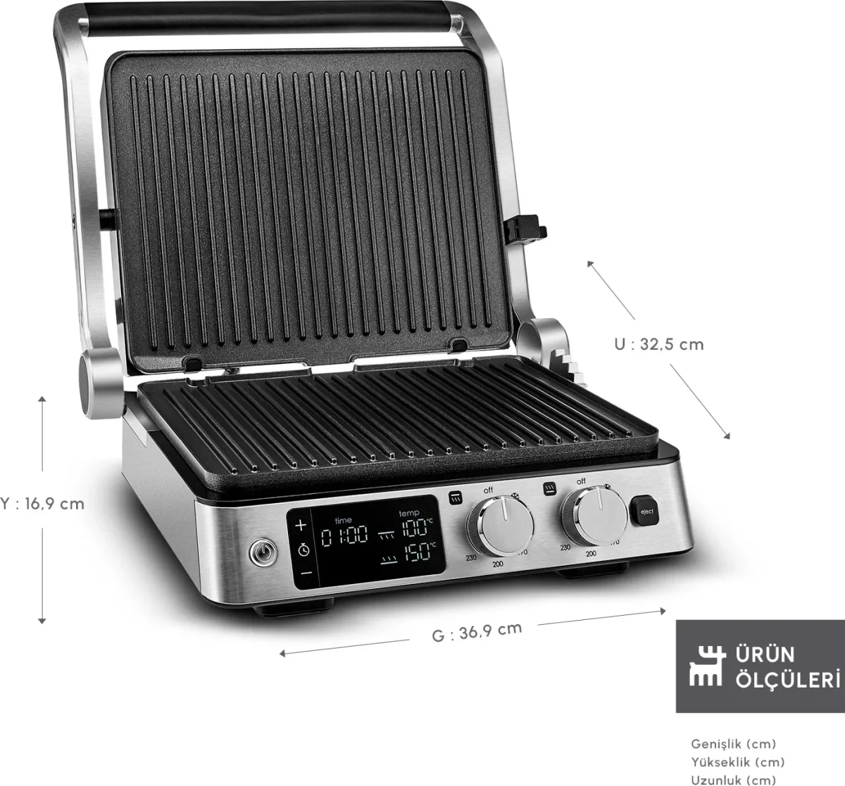 Karaca Compact Steel Sear and Grill Inox 2008 Döküm Izgara ve Tost Makinesi 6 Dilim Kapasiteli - görsel 3