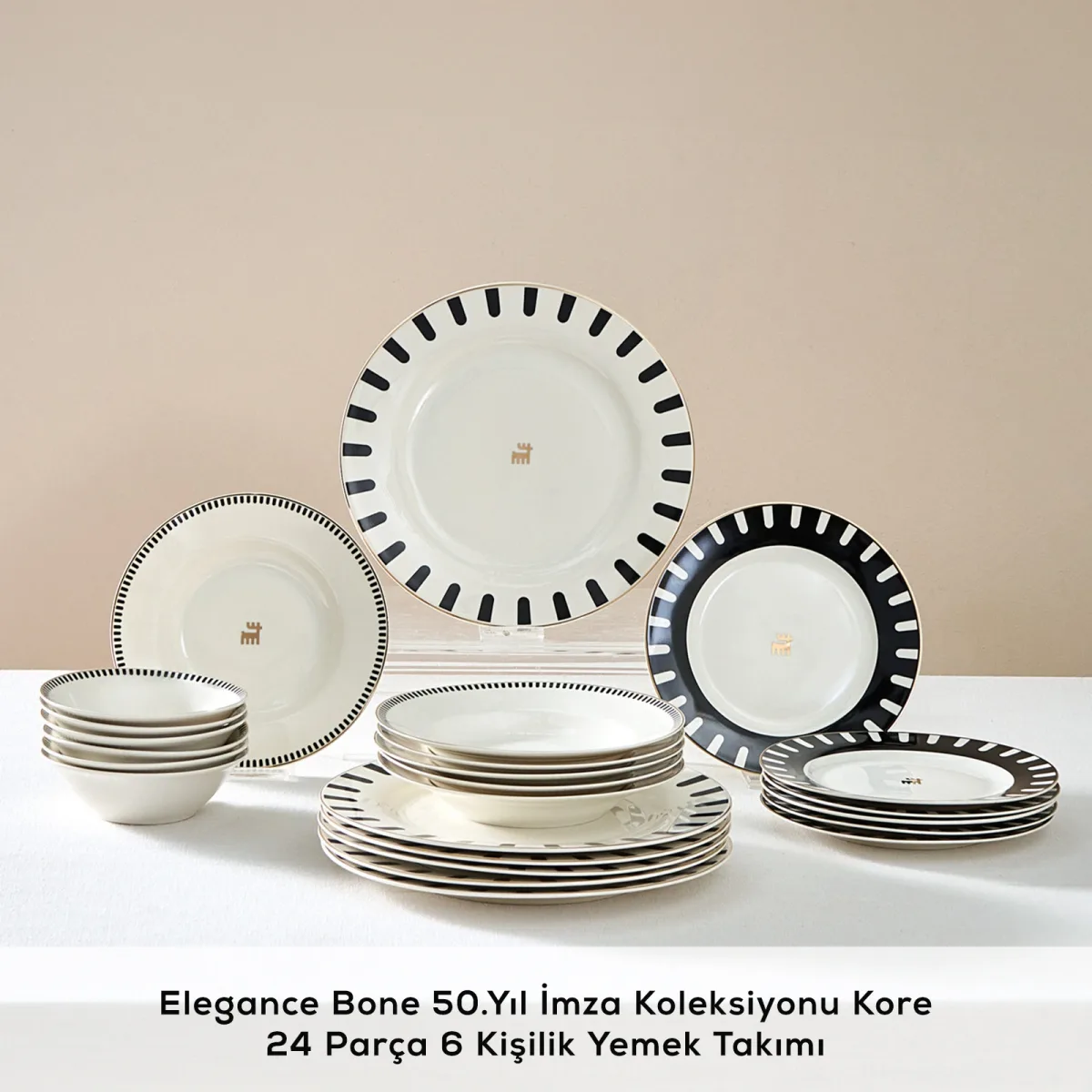 Karaca Elegance Bone 50.Yıl İmza Koleksiyonu Kore 24 Parça 6 Kişilik Yemek Takımı - görsel 3
