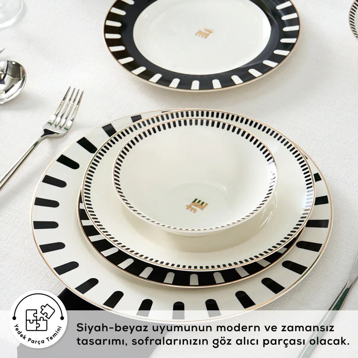 Karaca Elegance Bone 50.Yıl İmza Koleksiyonu Kore 24 Parça 6 Kişilik Yemek Takımı - görsel 6