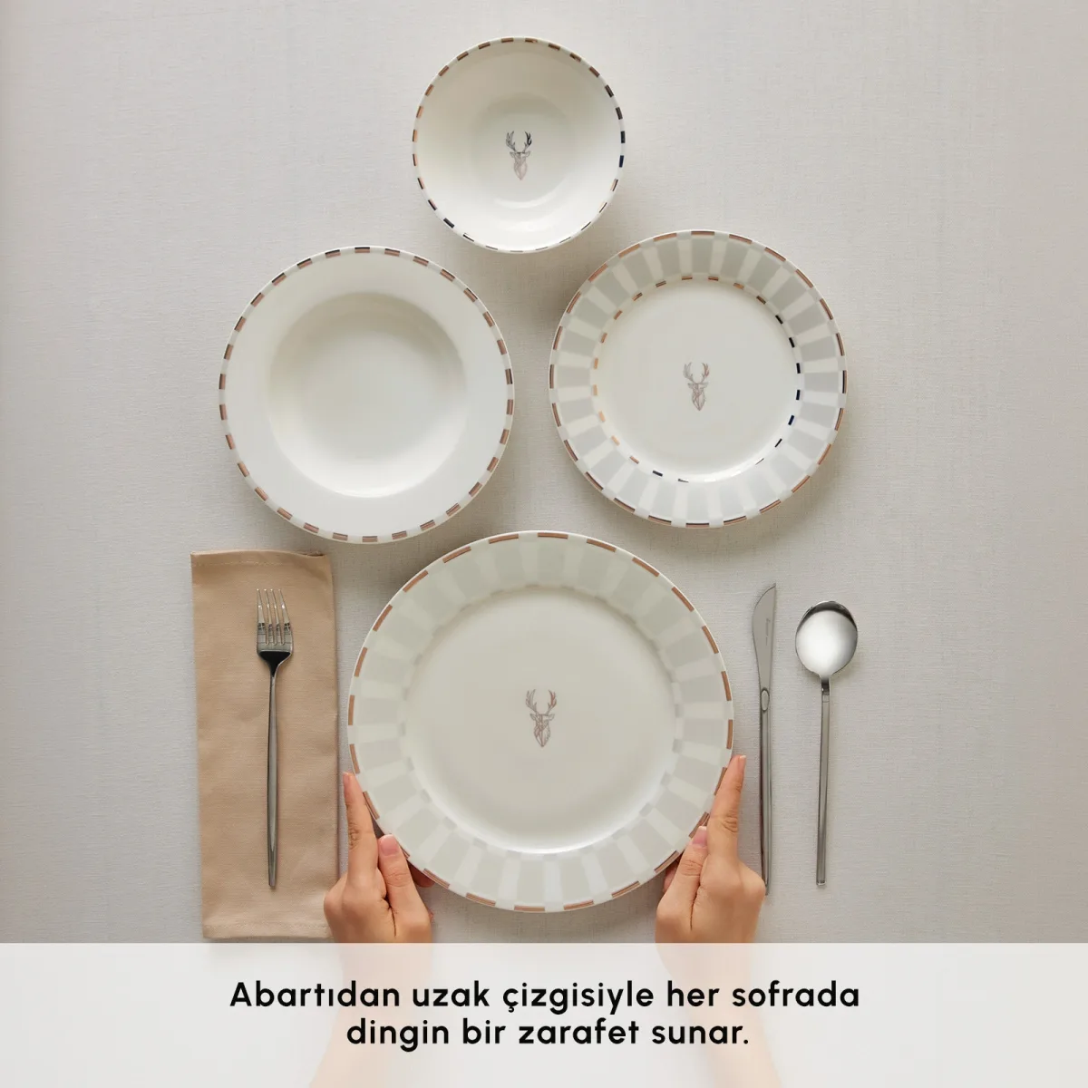 Karaca Elegance Bone Aries Metalic 24 Parça 6 Kişilik Yemek Takımı - görsel 4