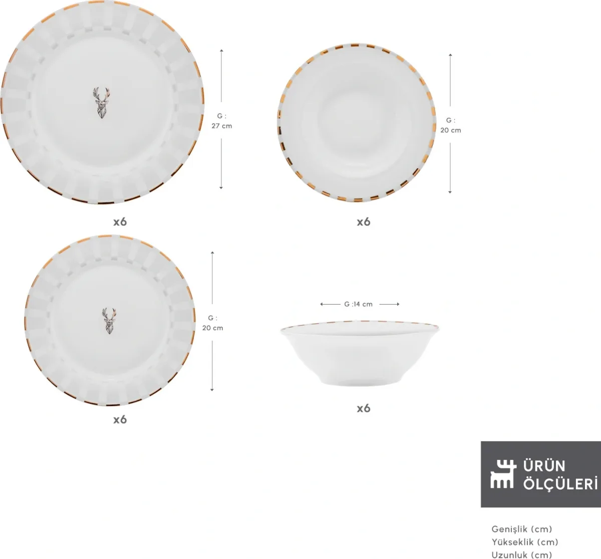 Karaca Elegance Bone Aries Metalic 24 Parça 6 Kişilik Yemek Takımı - görsel 2