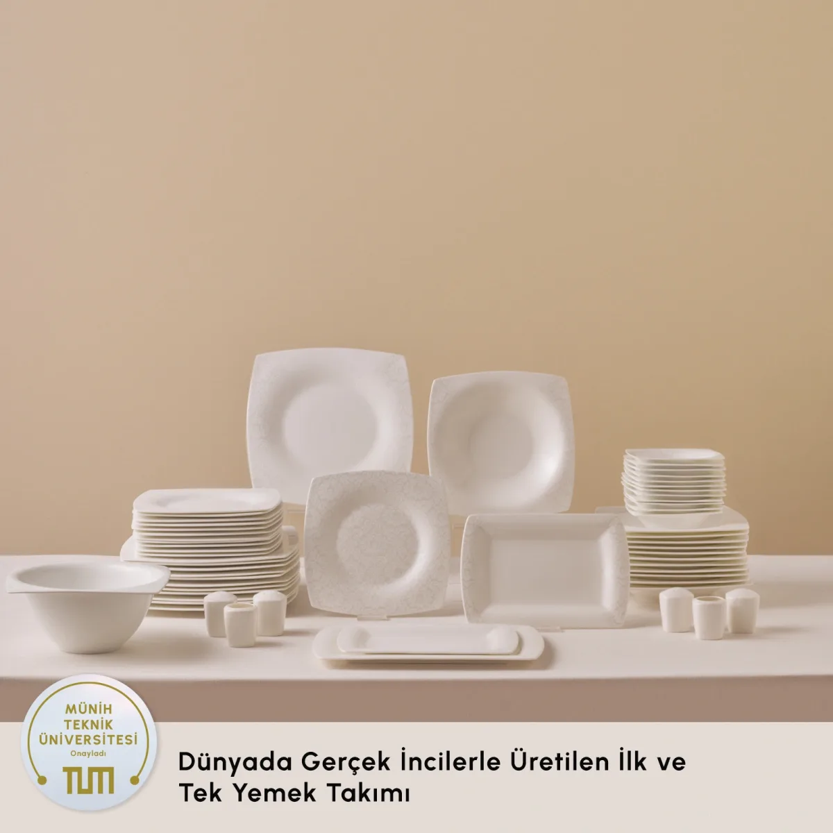 Karaca Fine Pearl Helen 58 Parça 12 Kişilik Kare Yemek Takımı
