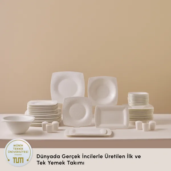 Karaca Fine Pearl Helen 58 Parça 12 Kişilik Kare Yemek Takımı