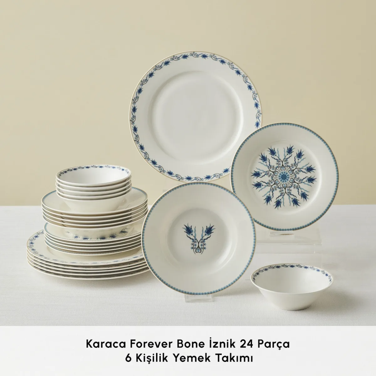 Karaca Forever Bone İznik 24 Parça 6 Kişilik Yemek Takımı - görsel 3