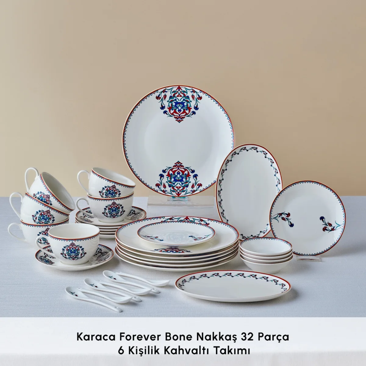 Karaca Forever Bone Nakkaş 32 Parça 6 Kişilik Kahvaltı Takımı - görsel 3