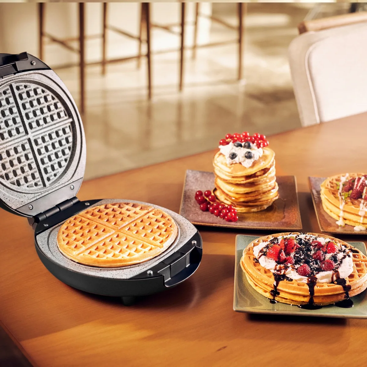 Karaca Funday Çıkarılabilir Plakalı Waffle Makinesi 1000W Antrasit - görsel 2