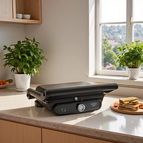 Karaca Gastro Grill Glass Premium 6 Dilim Kapasiteli Döküm Tost Makinesi Black Chrome 2400W