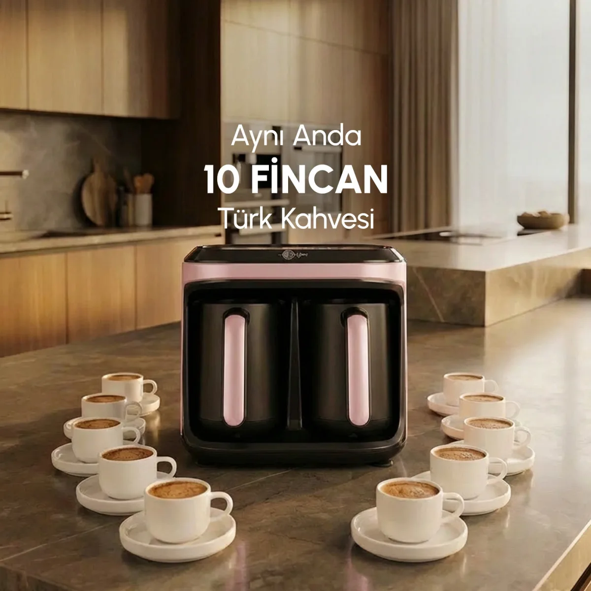Karaca Hatır Hüp Düet Aroma İkili 10 Fincan Kapasiteli Türk Kahve Makinesi Rosegold