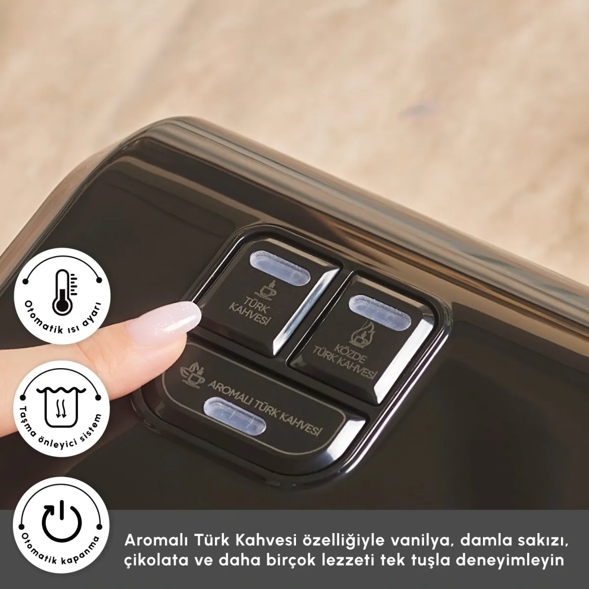 Karaca Hatır Hüp Düet Aroma İkili 10 Fincan Kapasiteli Türk Kahve Makinesi White - görsel 6