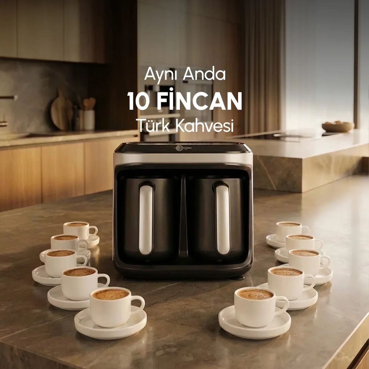 Karaca Hatır Hüp Düet Aroma İkili 10 Fincan Kapasiteli Türk Kahve Makinesi Space Gray