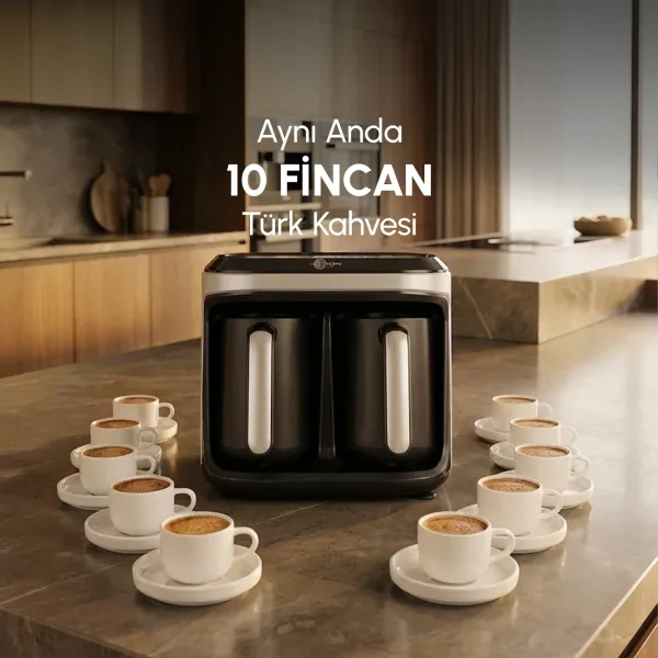 Karaca Hatır Hüp Düet Aroma İkili 10 Fincan Kapasiteli Türk Kahve Makinesi Space Gray