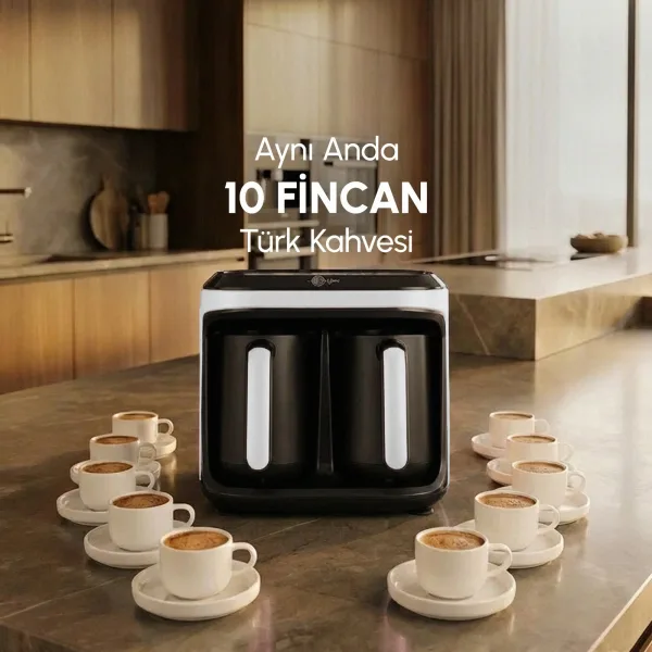 Karaca Hatır Hüp Düet Aroma İkili 10 Fincan Kapasiteli Türk Kahve Makinesi White