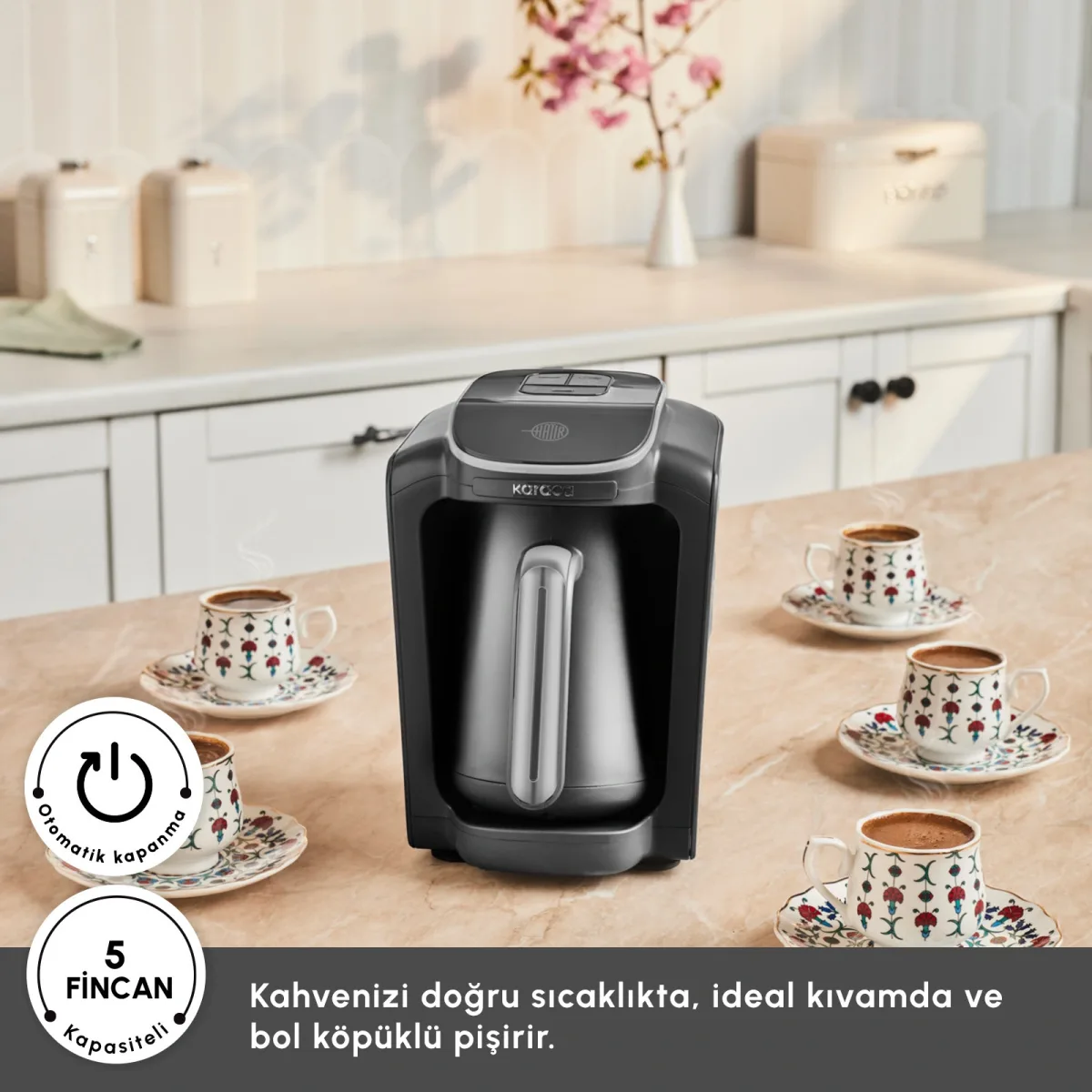 Karaca Hatır Neo 5 Fincan Kapasiteli Türk Kahve Makinesi Silver - görsel 4