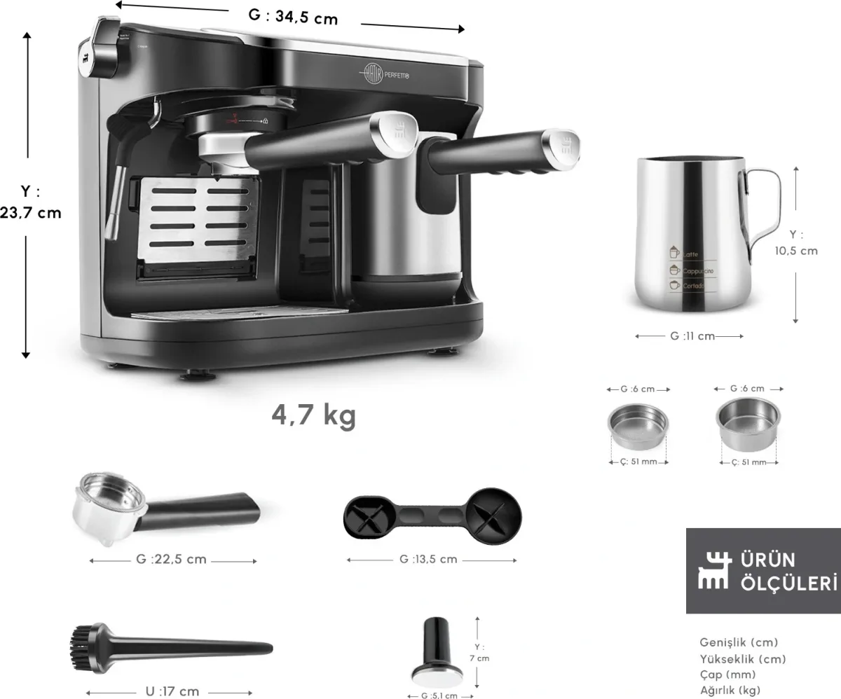 Karaca Hatır Perfetto Espresso ve 5 Fincan Kapasiteli Türk Kahvesi Makinesi - görsel 4