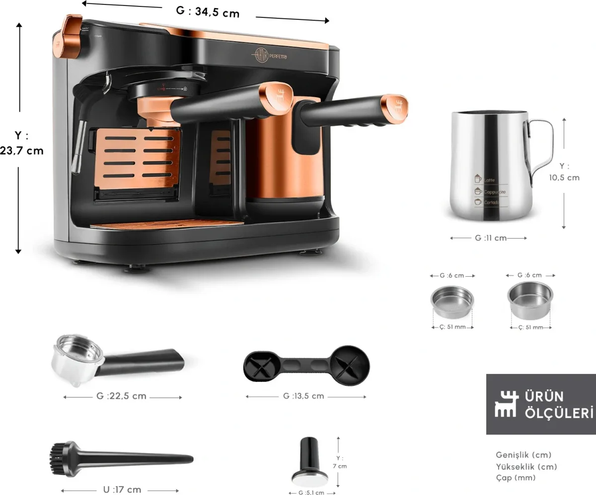 Karaca Hatır Perfetto Espresso ve Türk Kahvesi Makinesi Copper - görsel 4