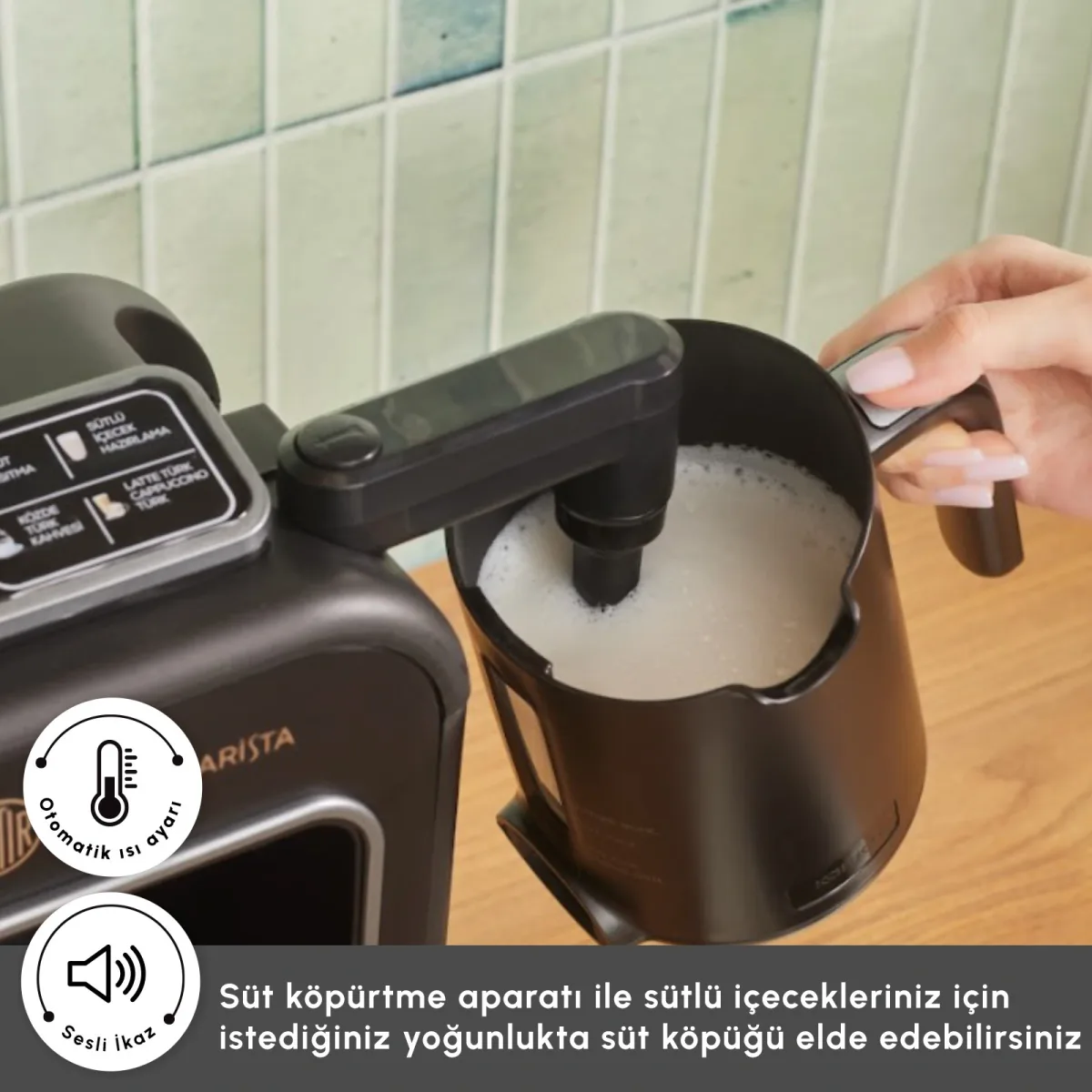 Karaca Hatır Plus Barista 6 in 1 Latte Cappuccino ve Közde Türk Kahve Makinesi Black Silver - görsel 5