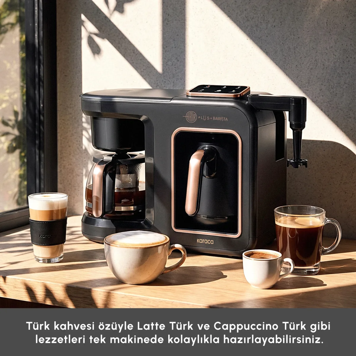 Karaca Hatır Plus Barista 6 in 1 Latte Cappuccino ve Közde Türk Kahve Makinesi Black Copper - görsel 5