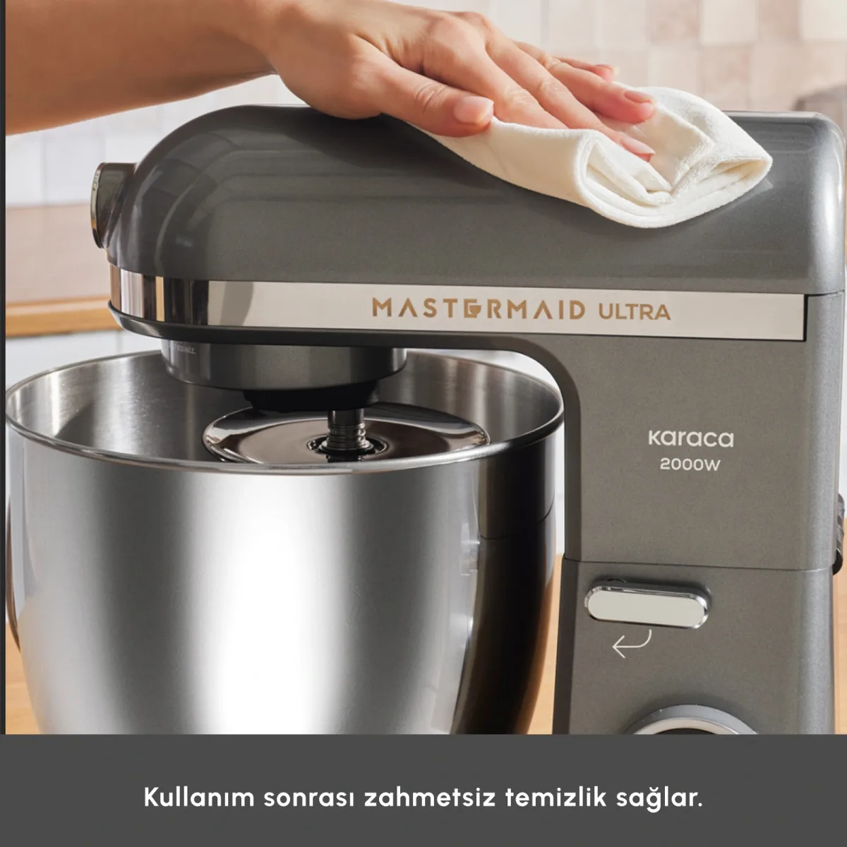 Karaca Mastermaid Chef Ultra D2000W Dijital Ekranlı Hamur Yoğurma Makinesi Galaxy Grey 7L - görsel 6