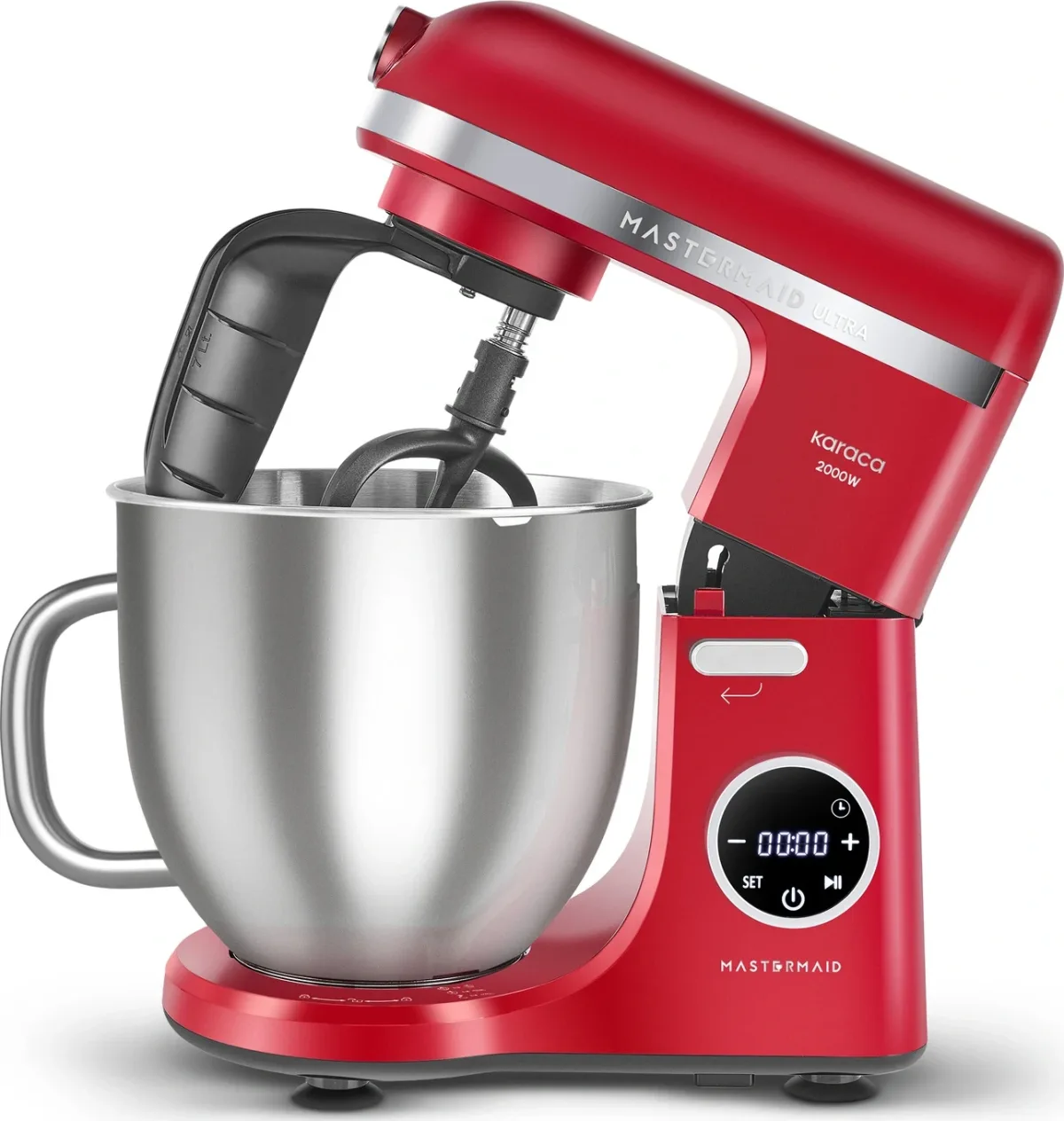 Karaca Mastermaid Chef Ultra D2000W Dijital Ekranlı Hamur Yoğurma Makinesi Imperial Red 7L - görsel 2