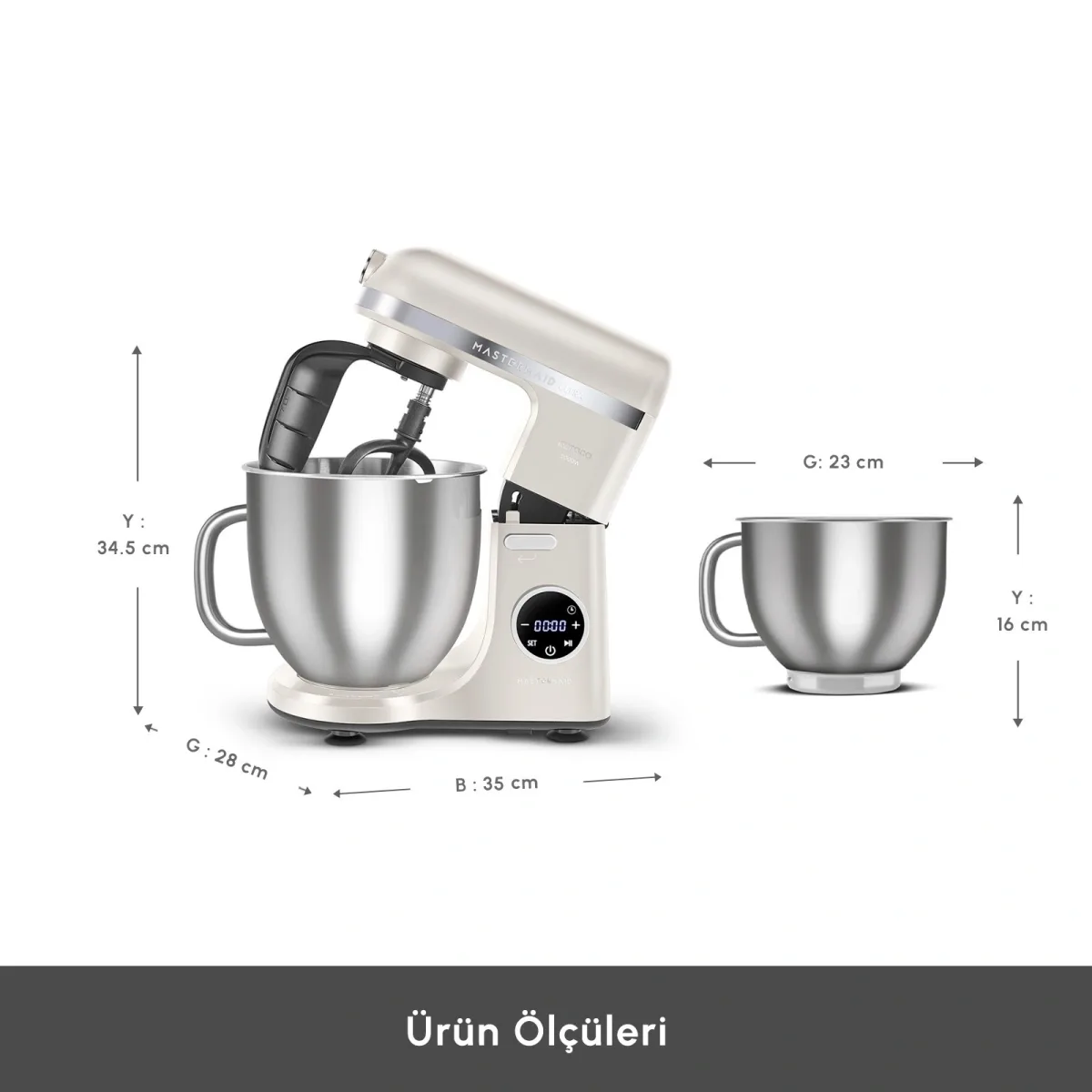 Karaca Mastermaid Chef Ultra D2000W Dijital Ekranlı Hamur Yoğurma Makinesi Starlight 7L - görsel 4
