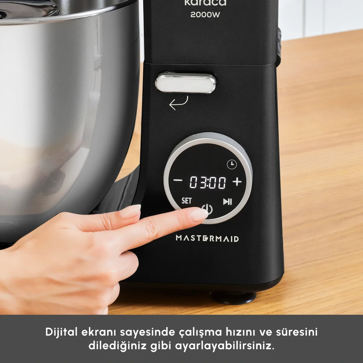 Karaca Mastermaid Chef Ultra D2000W Dijital Ekranlı Hamur Yoğurma Makinesi Black 7L - görsel 6