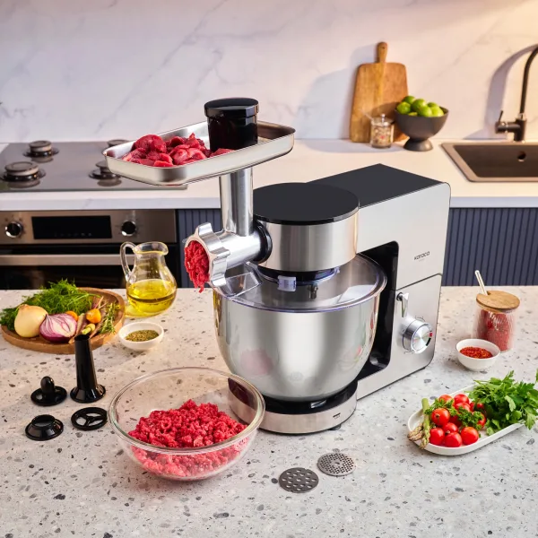 Karaca Multichef Ultra Inox Kıyma Çekme/Sucuk-Sosis/İçli Köfte Aparatlı Hamur Yoğurma Makinesi 8L