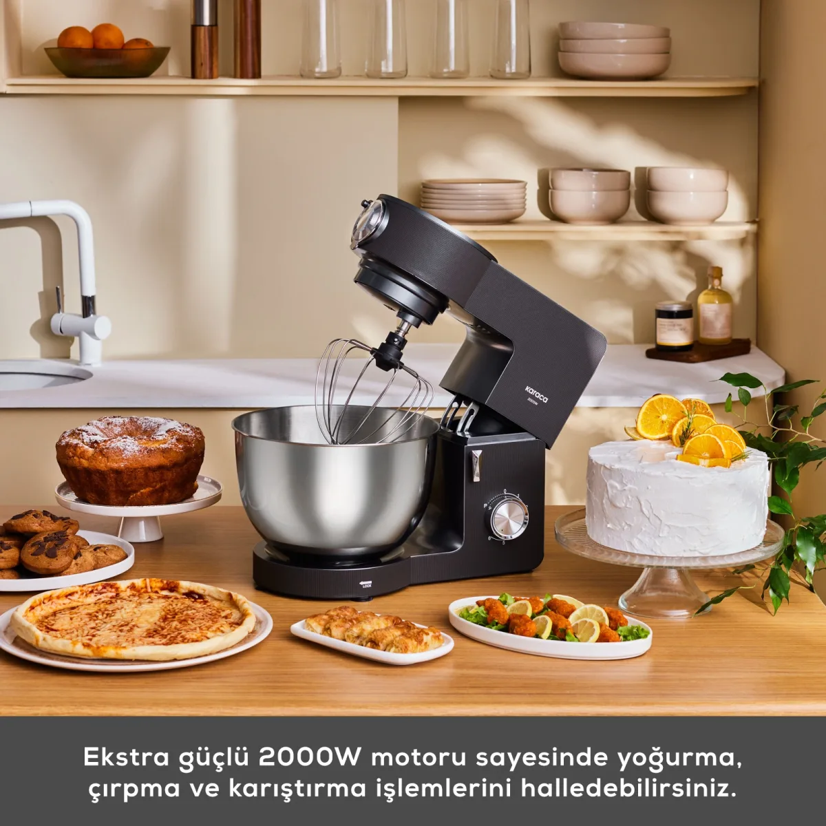 Karaca Multichef Ultra Kıyma Çekme/Sucuk-Sosis/İçli Köfte Aparatlı Hamur Yoğurma Makinesi Antrasit 8L - görsel 4