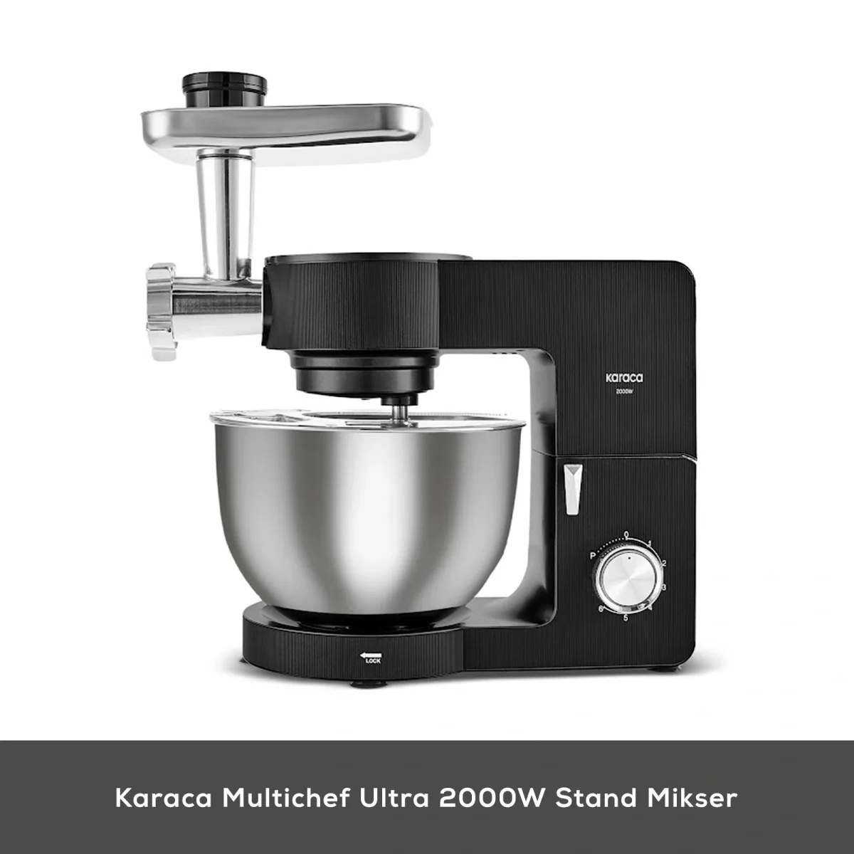 Karaca Multichef Ultra Kıyma Çekme/Sucuk-Sosis/İçli Köfte Aparatlı Hamur Yoğurma Makinesi Black 8L - görsel 3