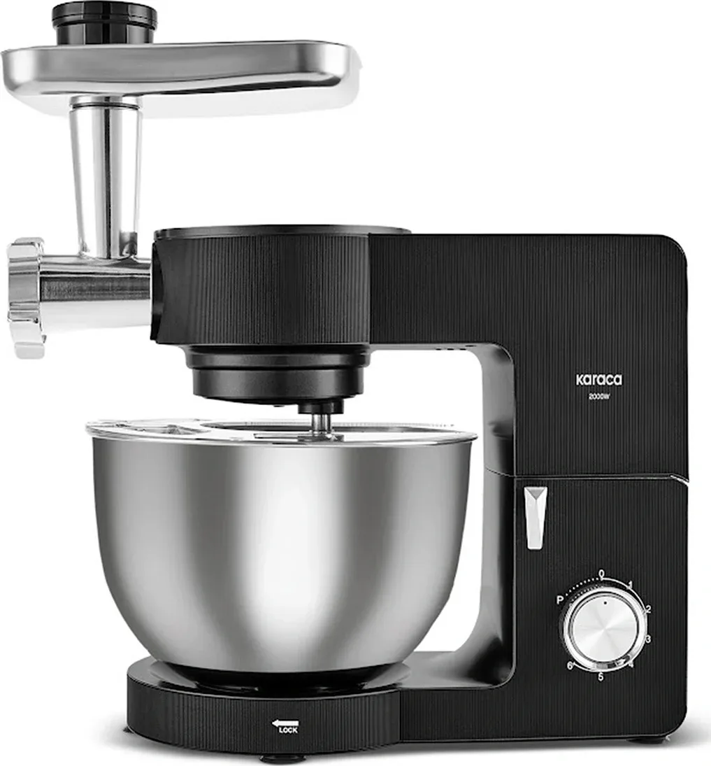 Karaca Multichef Ultra Kıyma Çekme/Sucuk-Sosis/İçli Köfte Aparatlı Hamur Yoğurma Makinesi Black 8L
