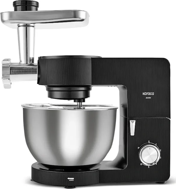 Karaca Multichef Ultra Kıyma Çekme/Sucuk-Sosis/İçli Köfte Aparatlı Hamur Yoğurma Makinesi Black 8L