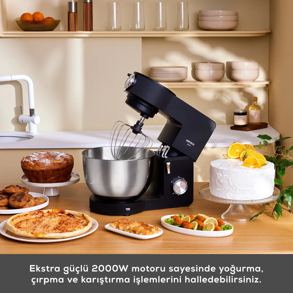 Karaca Multichef Ultra Kıyma Çekme/Sucuk-Sosis/İçli Köfte Aparatlı Hamur Yoğurma Makinesi Black 8L - görsel 4