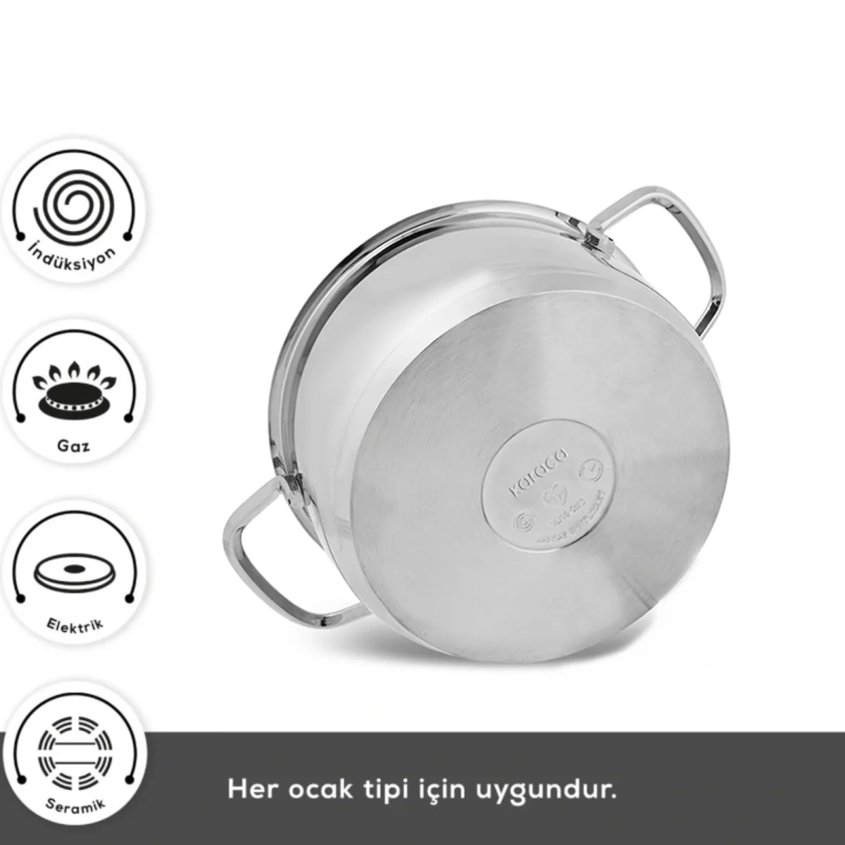 Karaca Powersteel Sakura 316+ İndüksiyon Tabanlı 8 Parça Çelik Tencere Seti - görsel 3