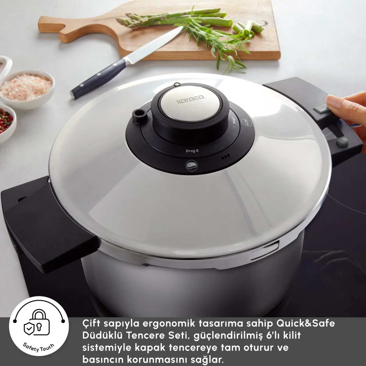 Karaca Quick and Safe İndüksiyon Tabanlı Düdüklü Tencere Seti 4+6 Lt - görsel 5