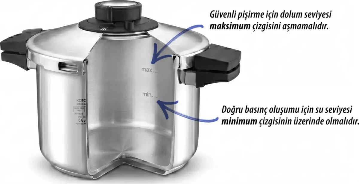 Karaca Quick and Safe İndüksiyon Tabanlı Düdüklü Tencere Seti 6+8 Lt - görsel 6