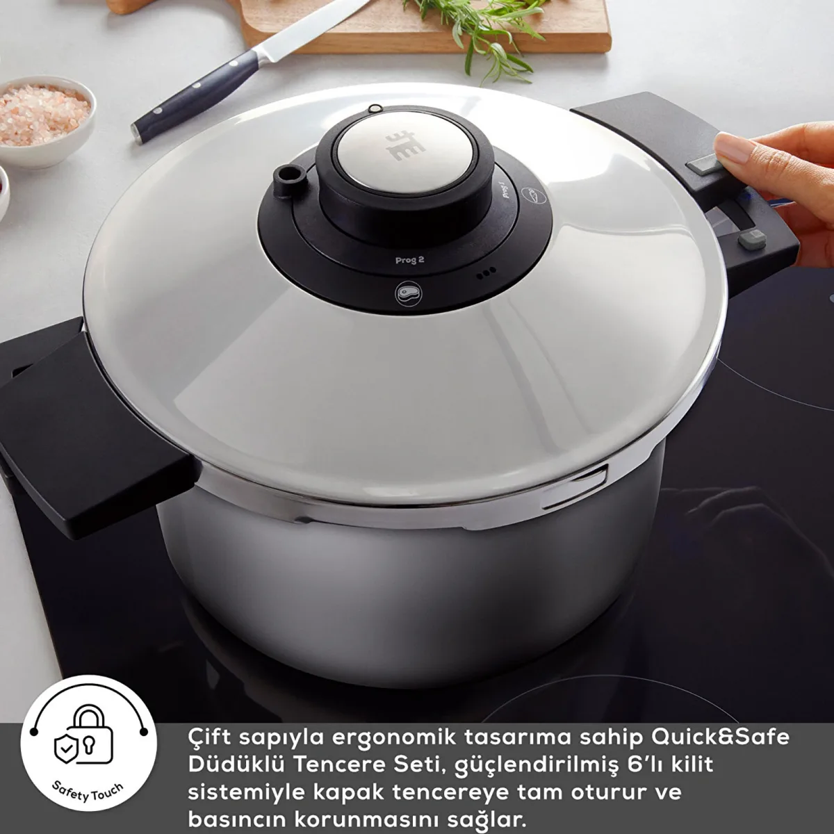 Karaca Quick and Safe İndüksiyon Tabanlı Düdüklü Tencere Seti 6+8 Lt - görsel 4