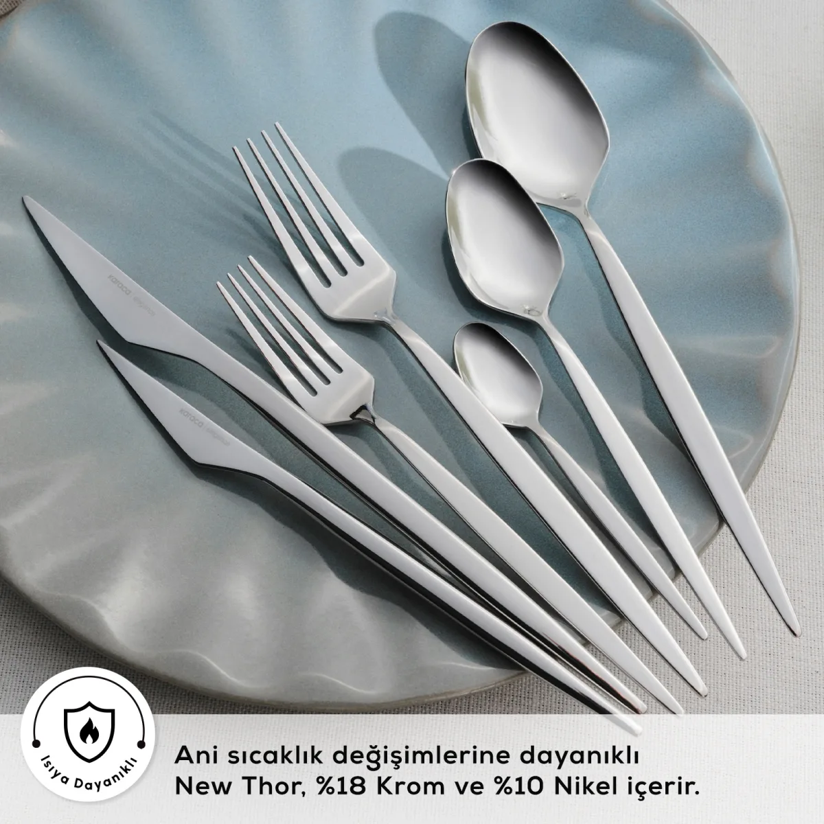 Karaca Red Carpet Collection Elegance New Thor V2 Platin 12 Kişilik 84 Parça Çatal Kaşık Bıçak Takımı - görsel 4