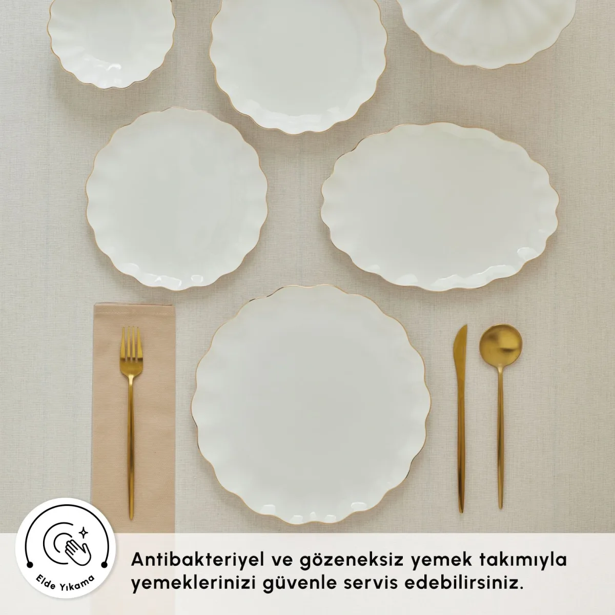 Karaca Red Carpet Collection Fine Pearl Extra Shell 55 Parça 12 Kişilik Yemek Takımı Gold - görsel 4