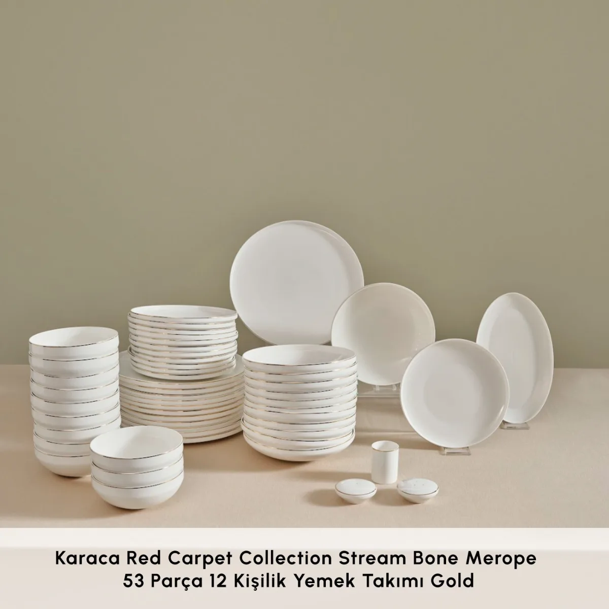 Karaca Red Carpet Collection Stream Bone Merope 53 Parça 12 Kişilik Yemek Takımı Gold