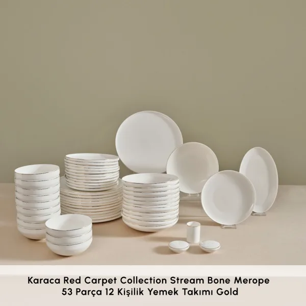 Karaca Red Carpet Collection Stream Bone Merope 53 Parça 12 Kişilik Yemek Takımı Gold
