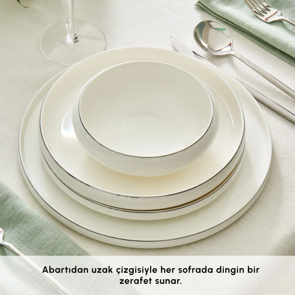 Karaca Red Carpet Collection Stream Bone Sunset 53 Parça 12 Kişilik Yemek Takımı Platin - görsel 2