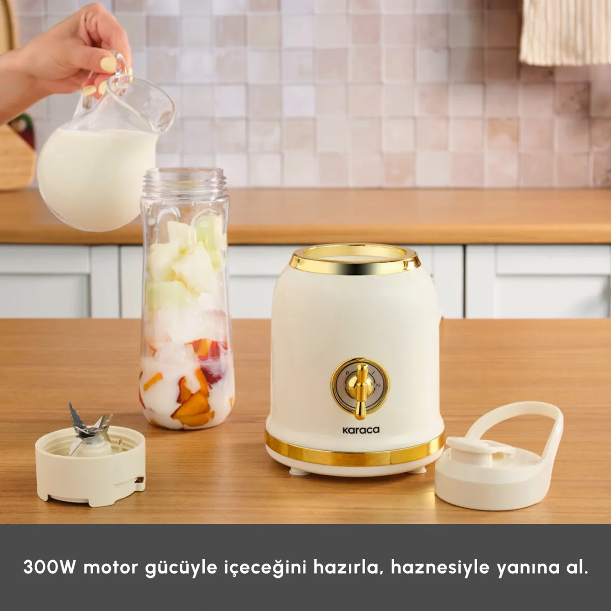 Karaca Retro Personal Kişisel Smoothie Blender Cream - görsel 5